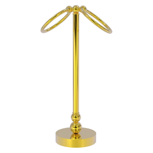 Allied Brass Bolero 5" x 5" Polished Brass Solid Brass Vanity Top 2-Towel Ring Guest Towel Holder