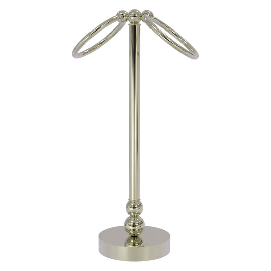 Allied Brass Bolero 5" x 5" Polished Nickel Solid Brass Vanity Top 2-Towel Ring Guest Towel Holder