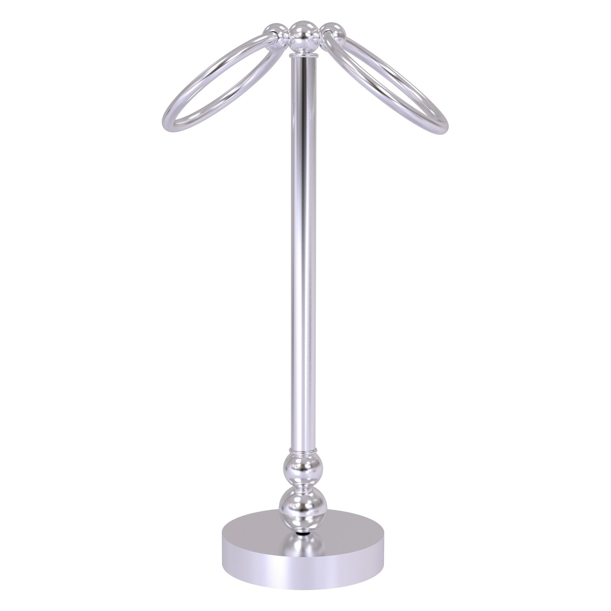 Allied Brass Bolero 5" x 5" Satin Chrome Solid Brass Vanity Top 2-Towel Ring Guest Towel Holder