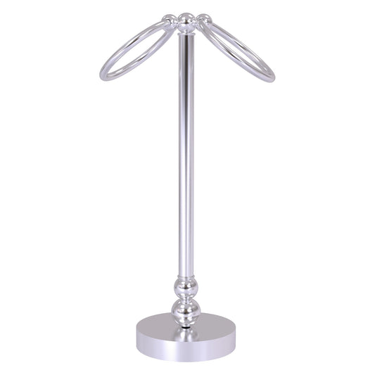 Allied Brass Bolero 5" x 5" Satin Chrome Solid Brass Vanity Top 2-Towel Ring Guest Towel Holder
