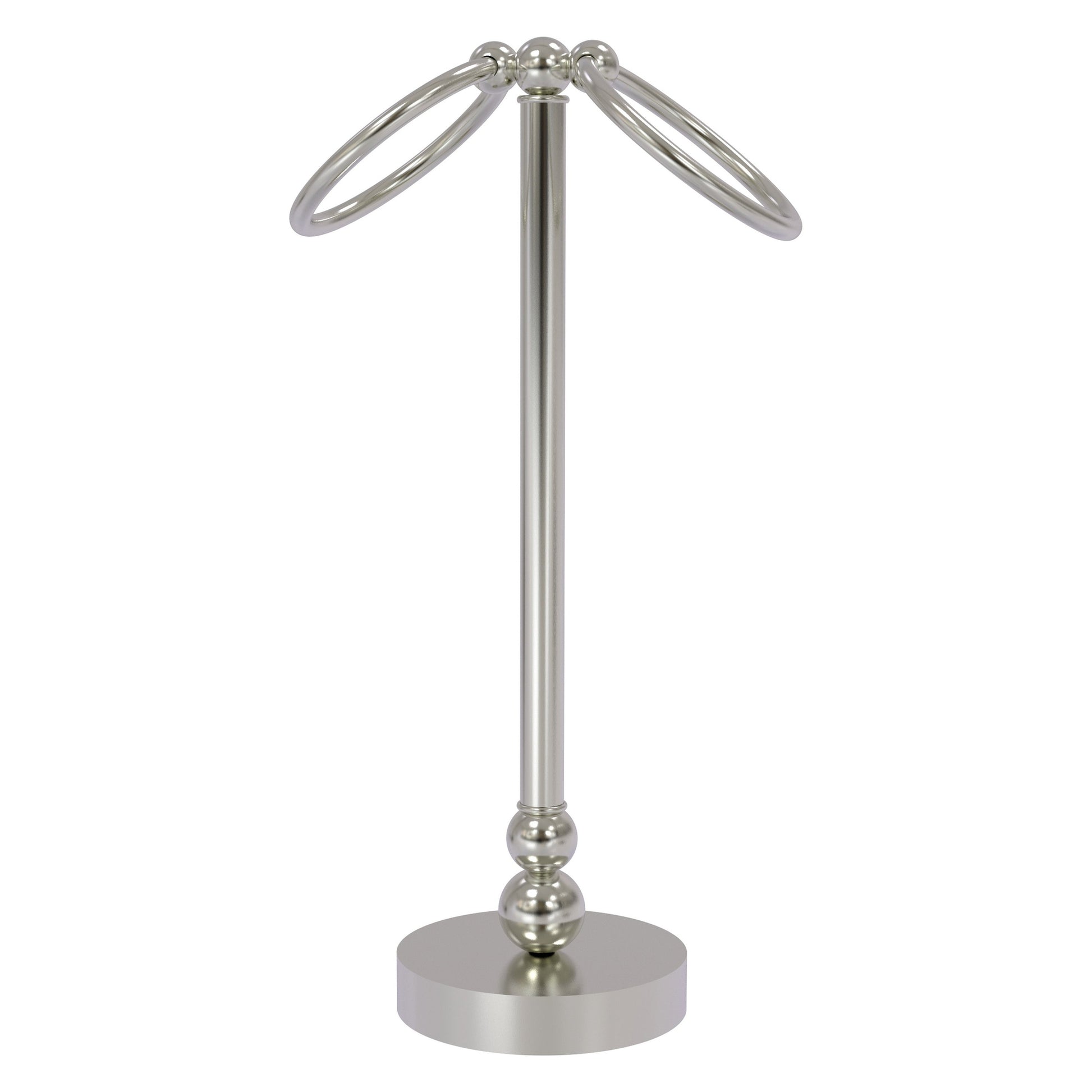 Allied Brass Bolero 5" x 5" Satin Nickel Solid Brass Vanity Top 2-Towel Ring Guest Towel Holder