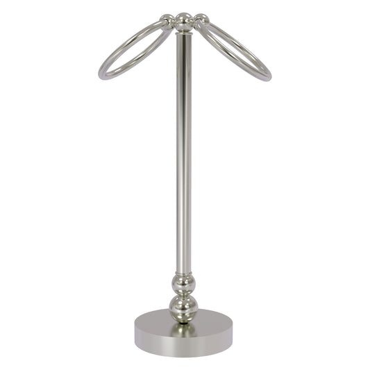 Allied Brass Bolero 5" x 5" Satin Nickel Solid Brass Vanity Top 2-Towel Ring Guest Towel Holder