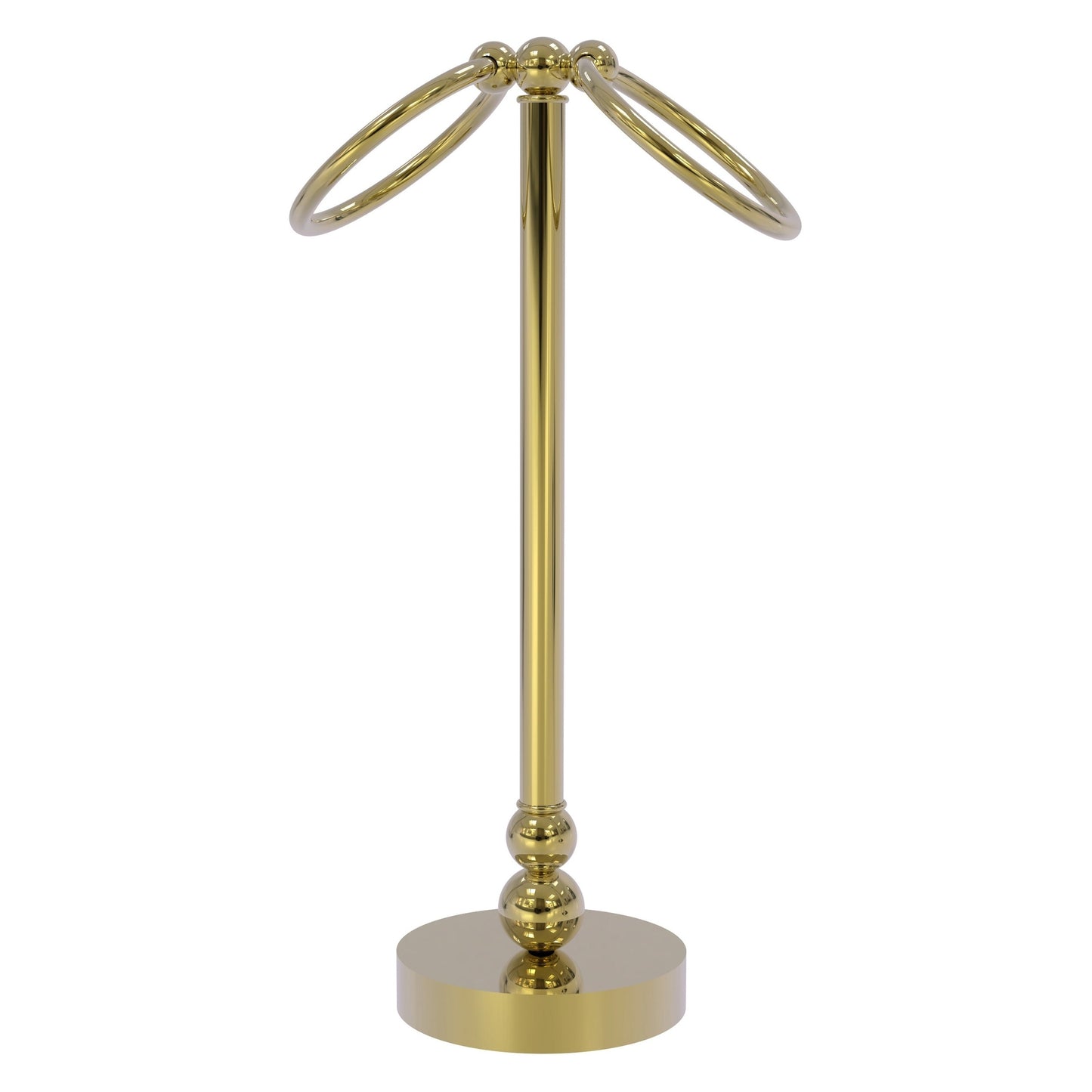 Allied Brass Bolero 5" x 5" Unlacquered Brass Solid Brass Vanity Top 2-Towel Ring Guest Towel Holder