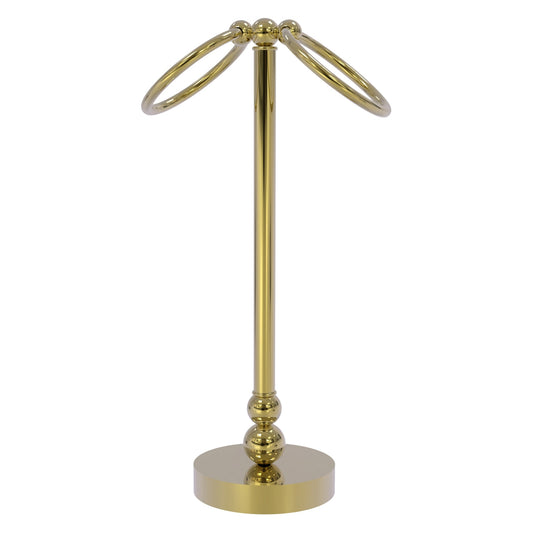 Allied Brass Bolero 5" x 5" Unlacquered Brass Solid Brass Vanity Top 2-Towel Ring Guest Towel Holder
