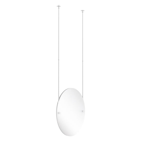 Allied Brass CH-91 21" x 2.5" Matte White Solid Brass Frameless Oval Ceiling Hung Mirror With Beveled Edge