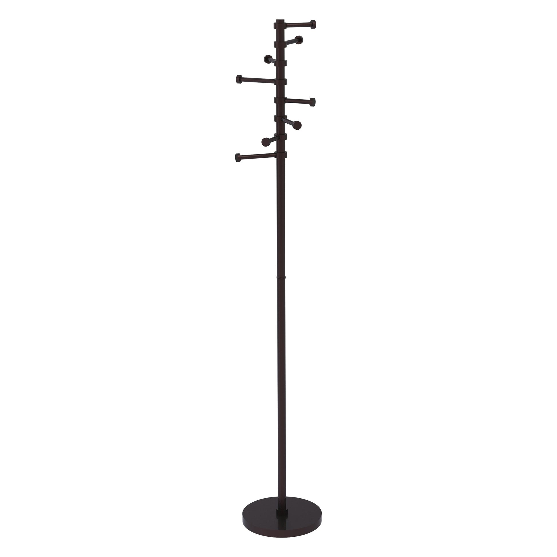 Allied Brass CS-1 10" x 10" Antique Bronze Solid Brass Free Standing Coat Rack With Six Pivoting Pegs