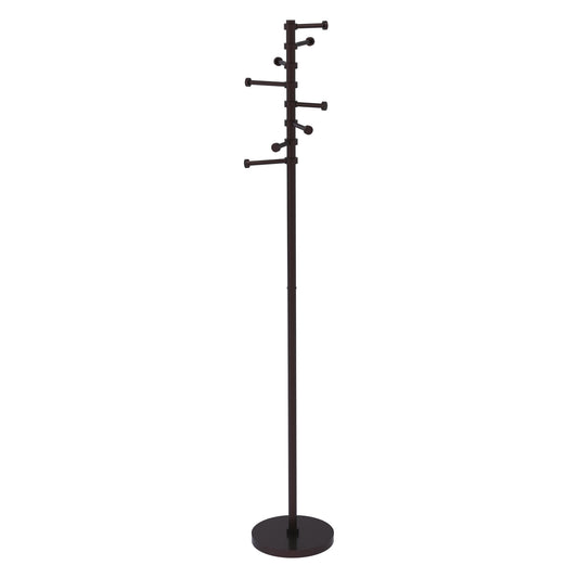 Allied Brass CS-1 10" x 10" Antique Bronze Solid Brass Free Standing Coat Rack With Six Pivoting Pegs