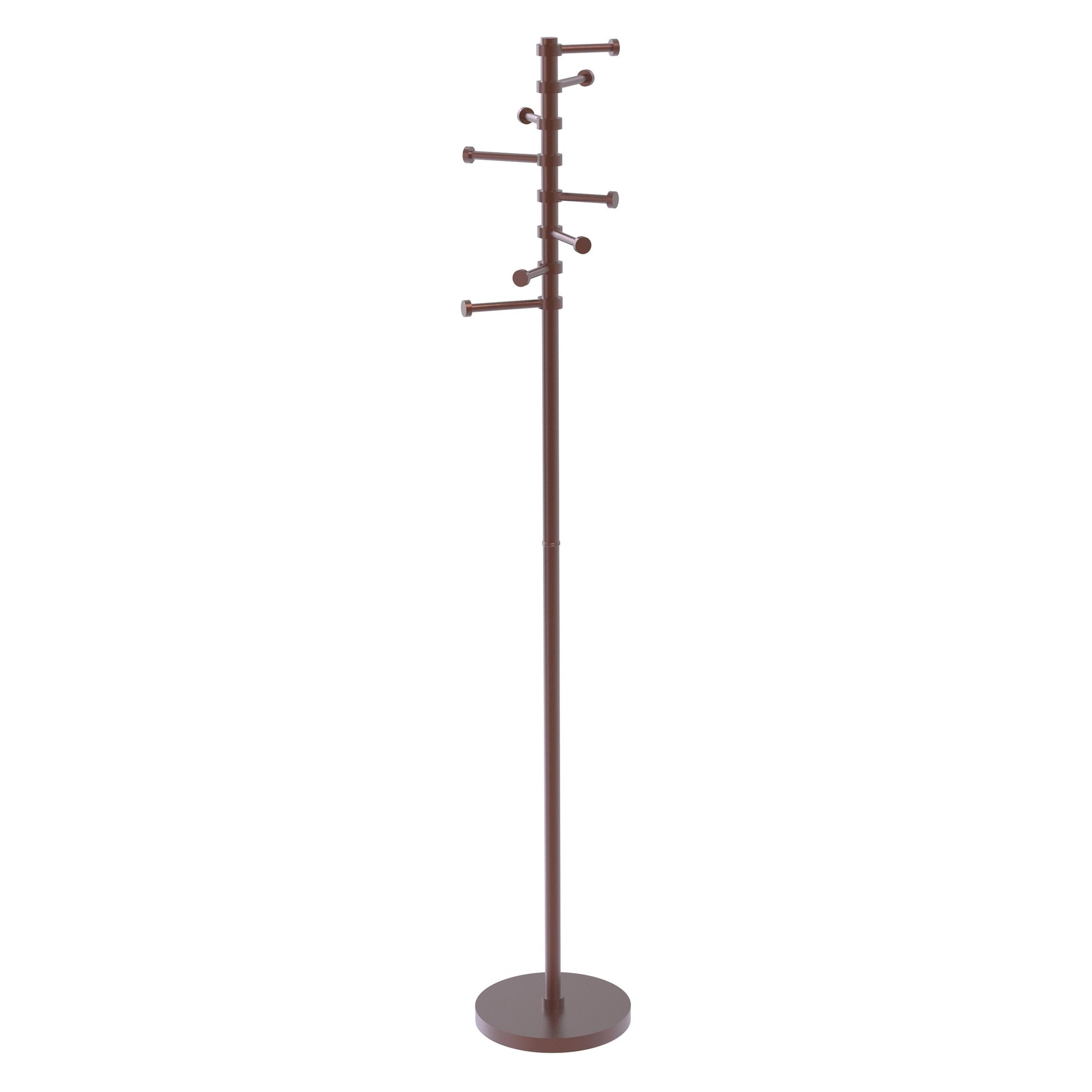 Allied Brass CS-1 10" x 10" Antique Copper Solid Brass Free Standing Coat Rack With Six Pivoting Pegs