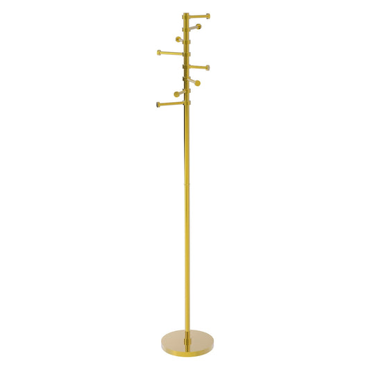 Allied Brass CS-1 10" x 10" Polished Brass Solid Brass Free Standing Coat Rack With Six Pivoting Pegs