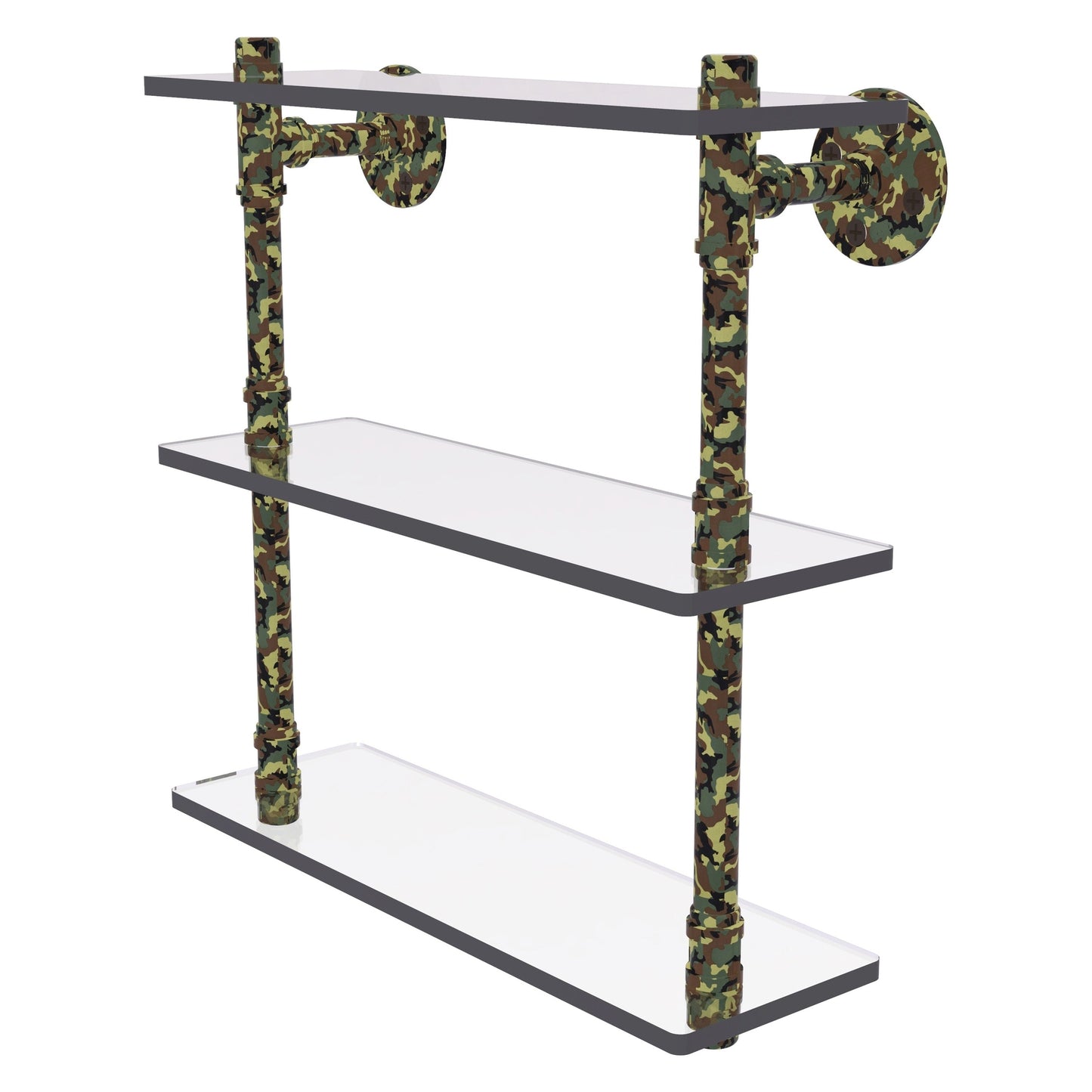 Allied Brass Camo 16" x 5.6" Military Camo Solid Brass Triple Glass Shelf