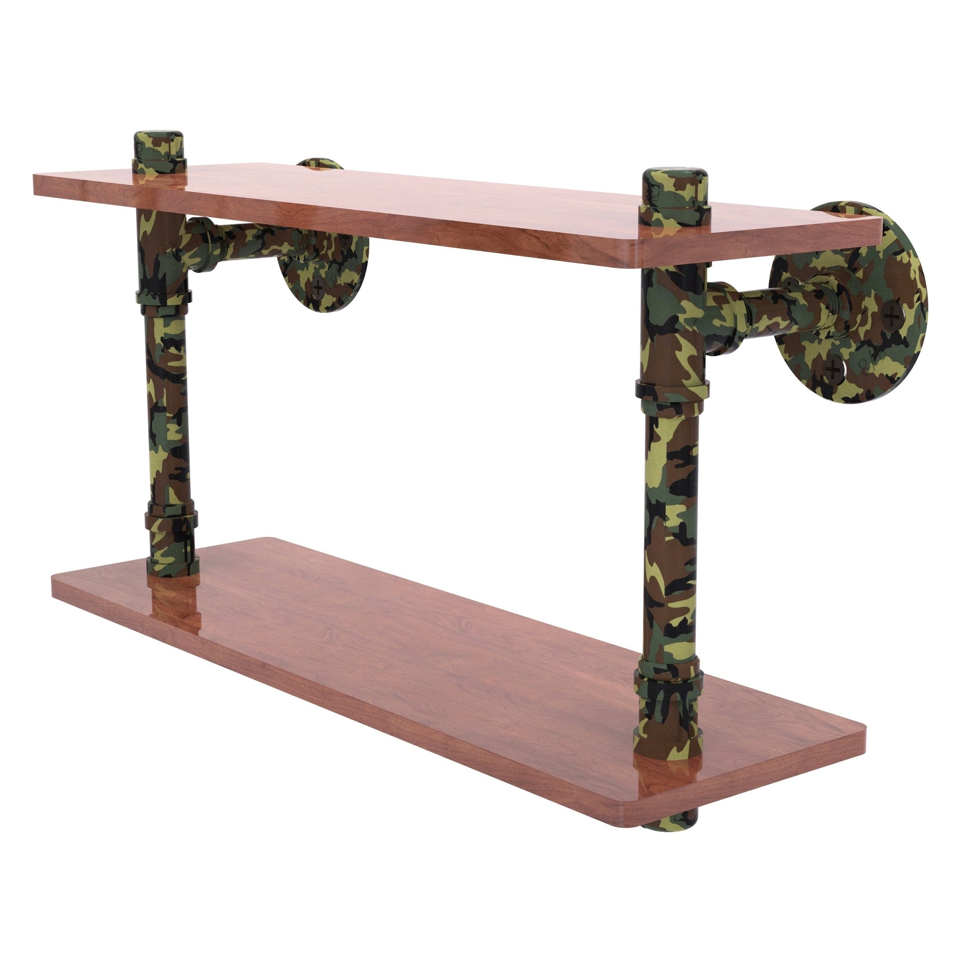 Allied Brass Camo 16" x 5.6" Military Camo Solid Brass Wood Double Shelf