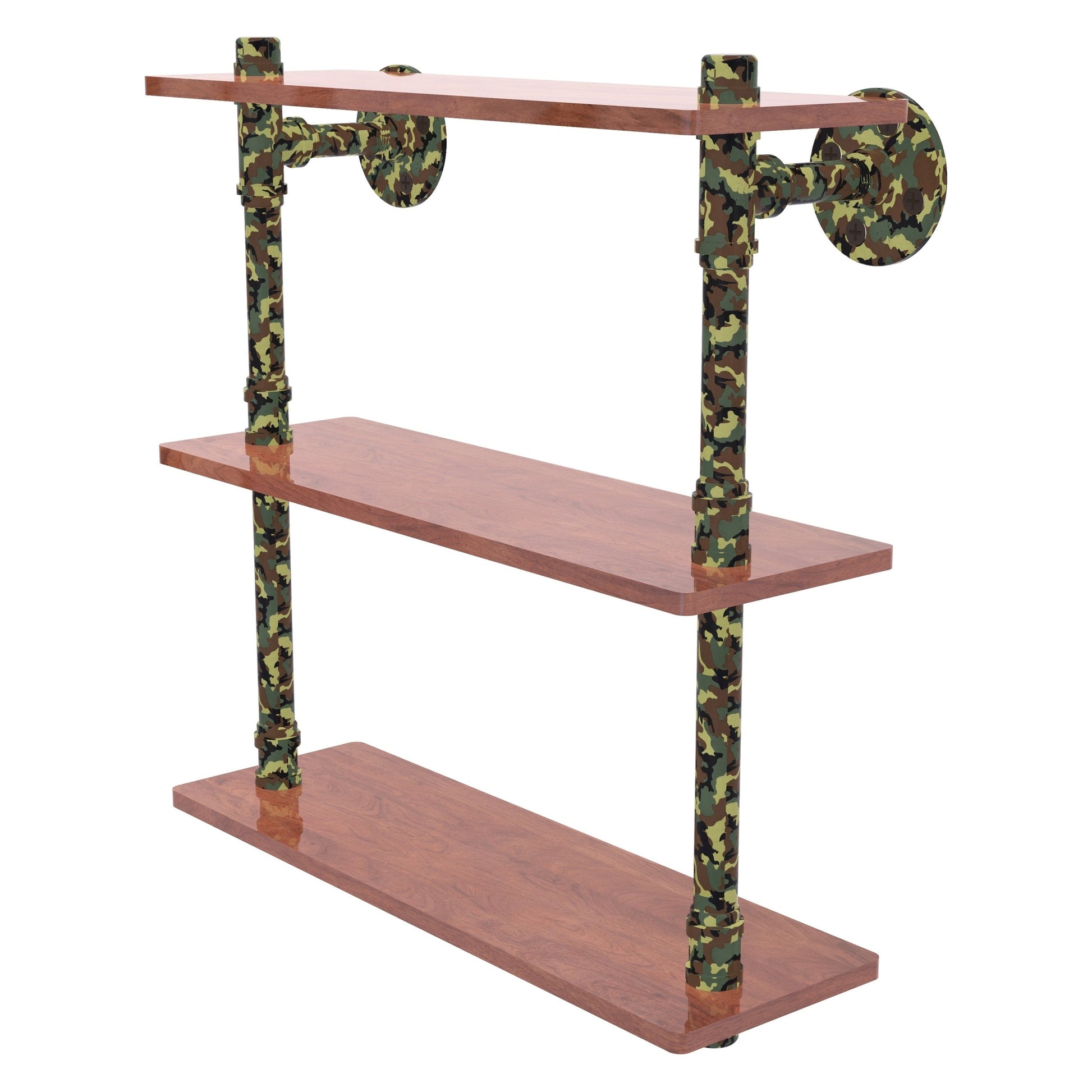 Allied Brass Camo 16" x 5.6" Military Camo Solid Brass Wood Triple Shelf