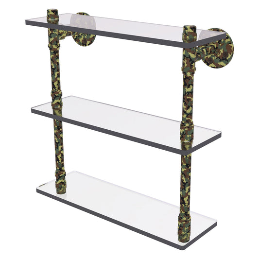 Allied Brass Camo 22" x 5.6" Military Camo Solid Brass Triple Glass Shelf