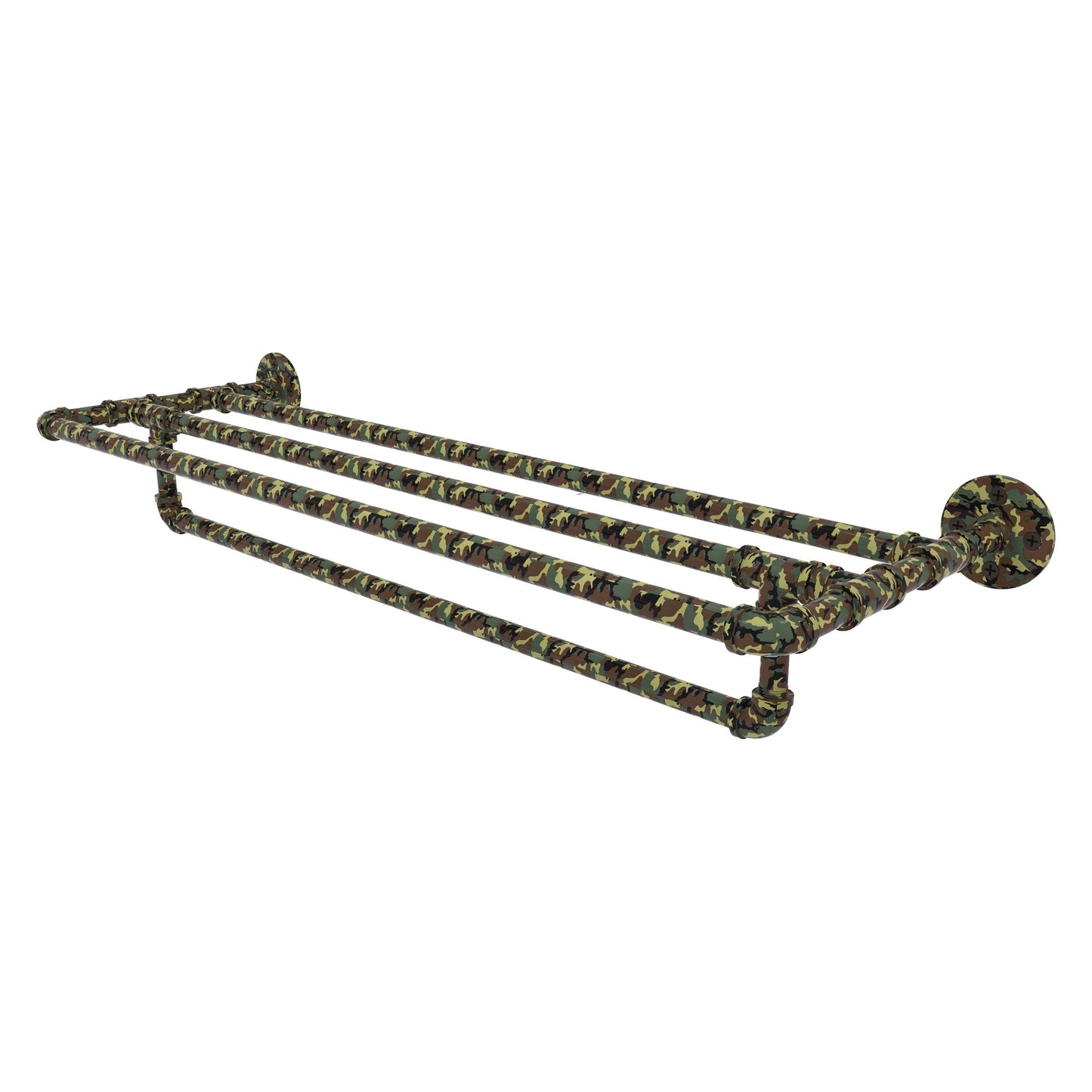 Allied Brass Camo 30" x 10.8" Military Camo Solid Brass Wall-Mounted Towel Shelf With Towel Bar
