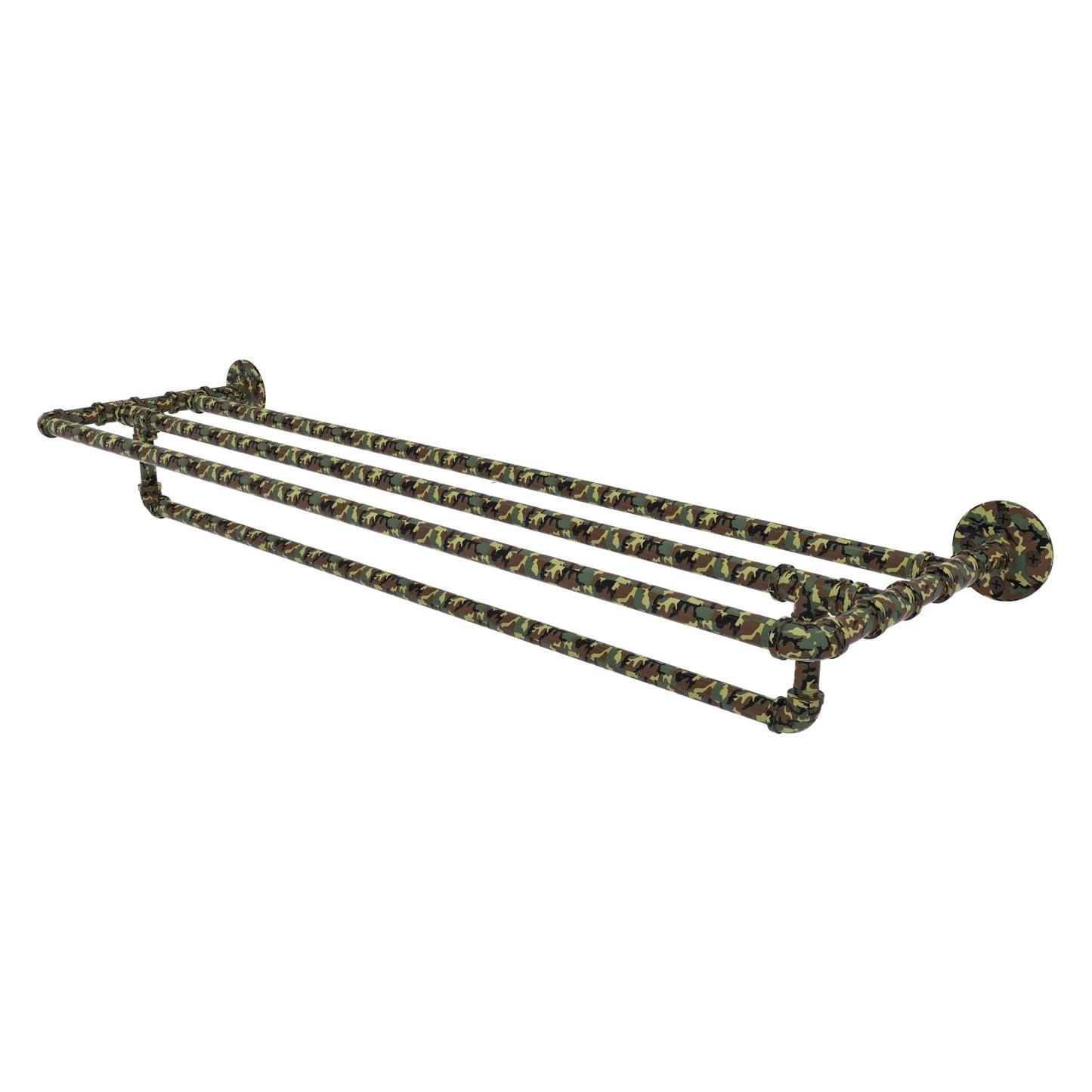 Allied Brass Camo 36" x 10.8" Military Camo Solid Brass Wall-Mounted Towel Shelf With Towel Bar