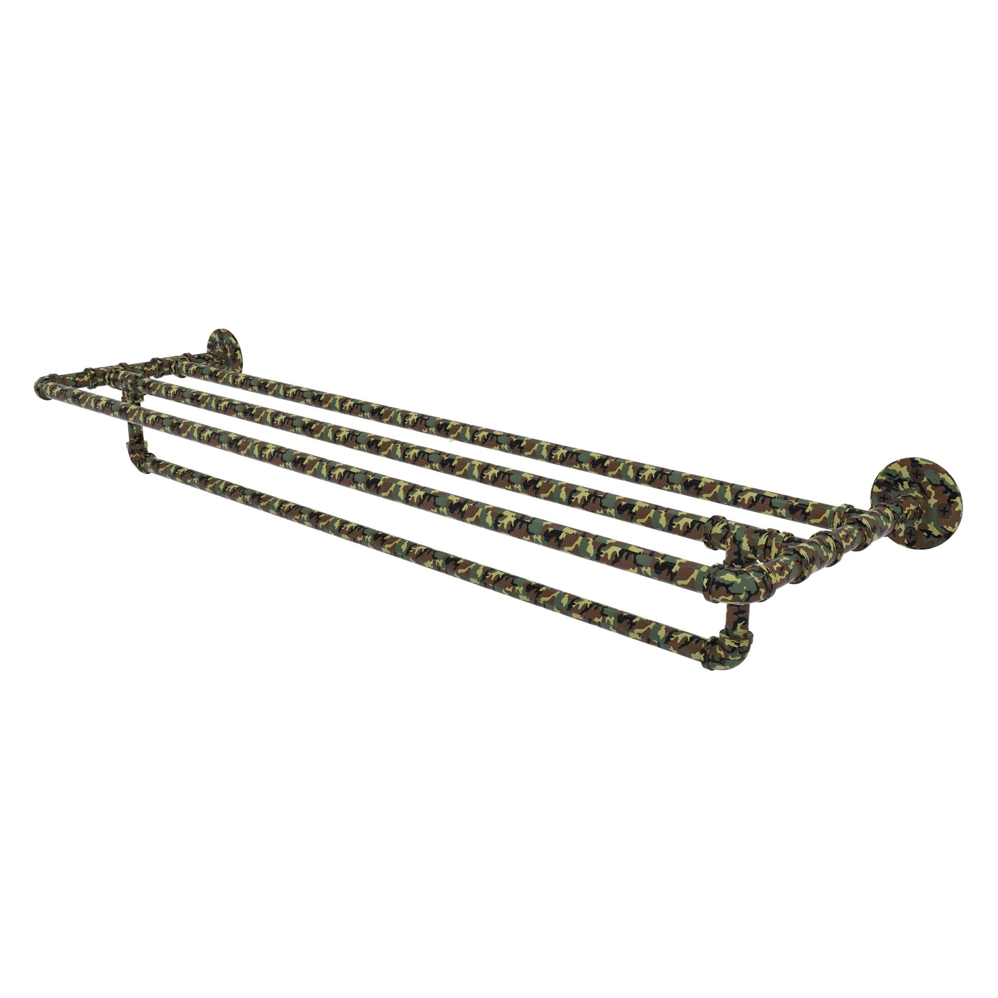 Allied Brass Camo 36" x 10.8" Military Camo Solid Brass Wall-Mounted Towel Shelf With Towel Bar