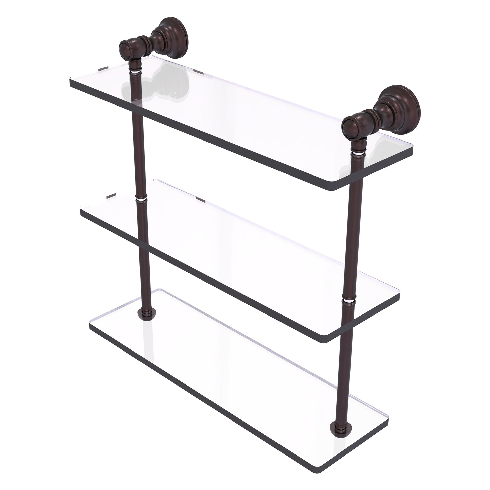Allied Brass Carolina 16" x 5.54" Antique Bronze Solid Brass Triple Glass Shelf