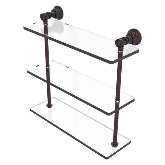 Allied Brass Carolina 16" x 5.54" Antique Bronze Solid Brass Triple Glass Shelf