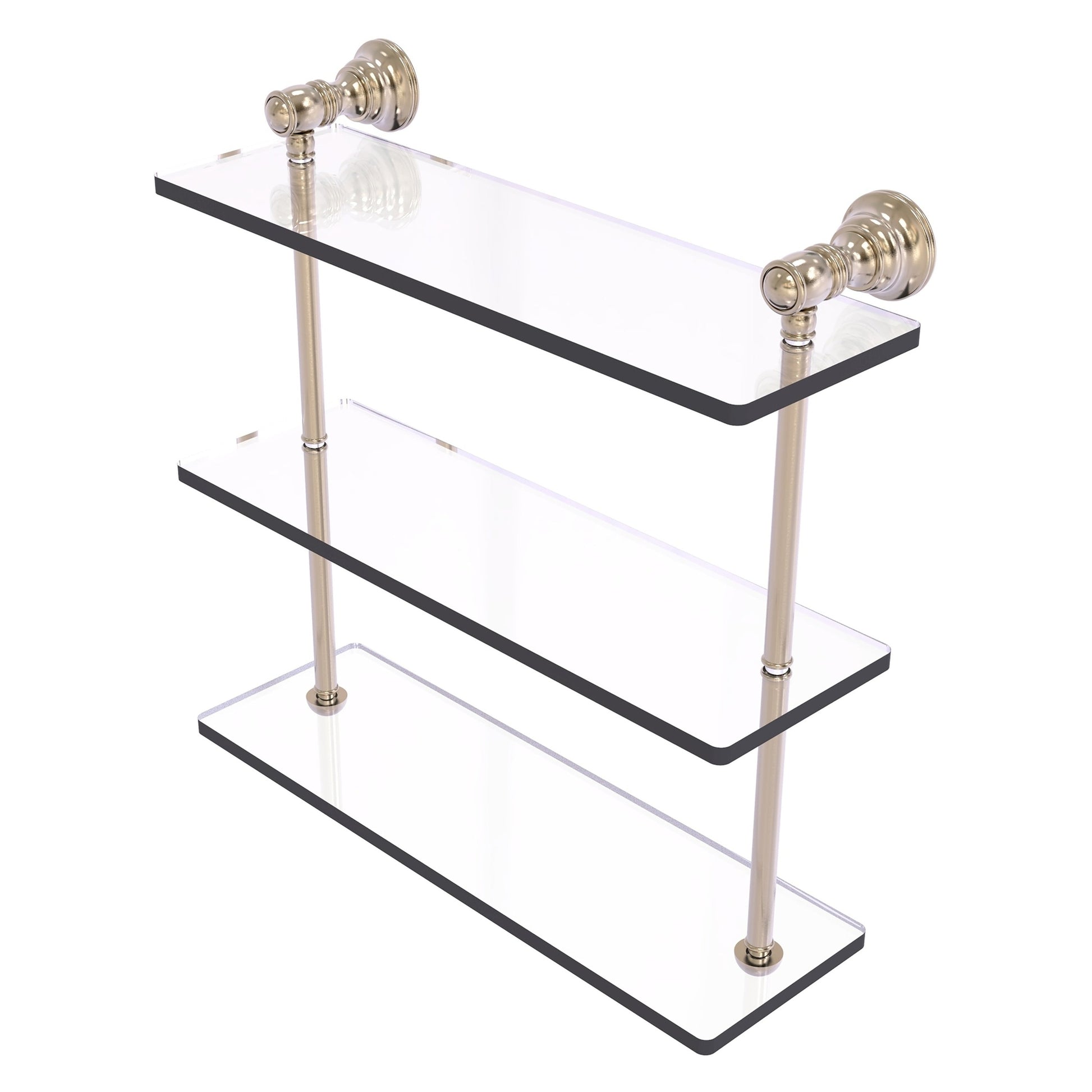 Allied Brass Carolina 16" x 5.54" Antique Pewter Solid Brass Triple Glass Shelf