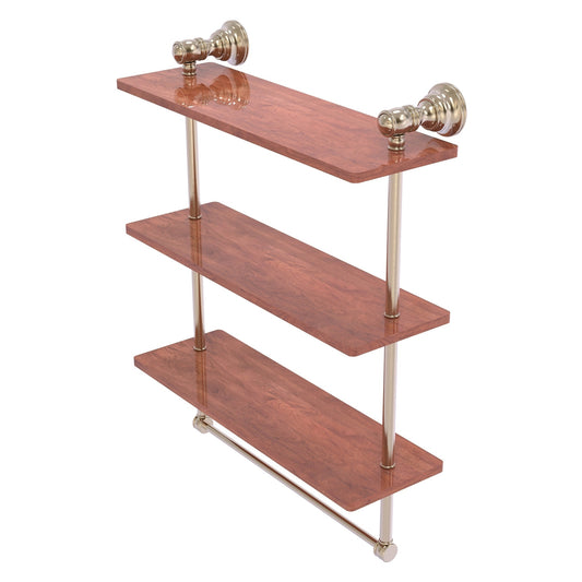 Allied Brass Carolina 16" x 5.54" Antique Pewter Solid Brass Triple Wood Shelf With Towel Bar
