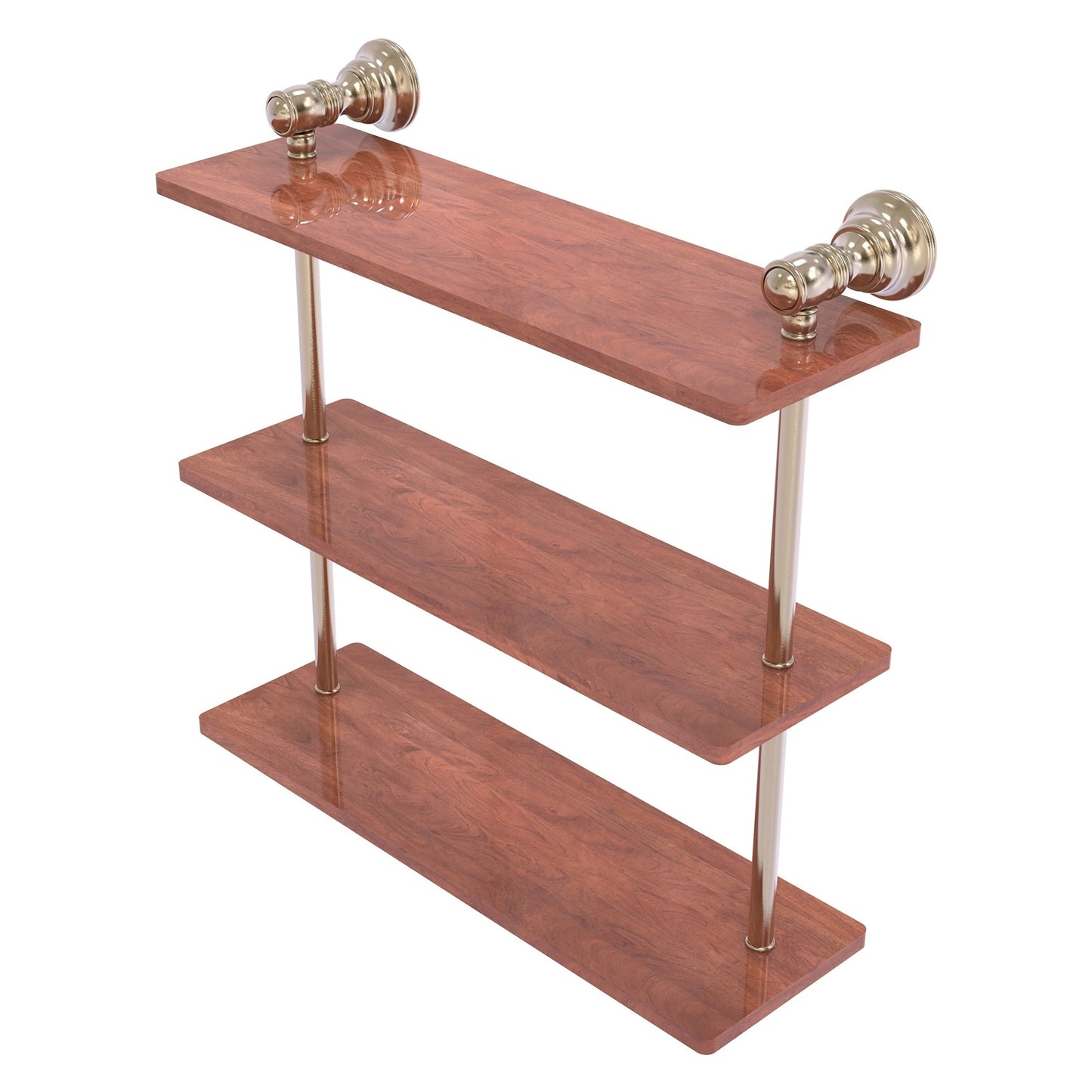 Allied Brass Carolina 16" x 5.54" Antique Pewter Solid Brass Triple Wood Shelf