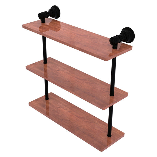 Allied Brass Carolina 16" x 5.54" Matte Black Solid Brass Triple Wood Shelf