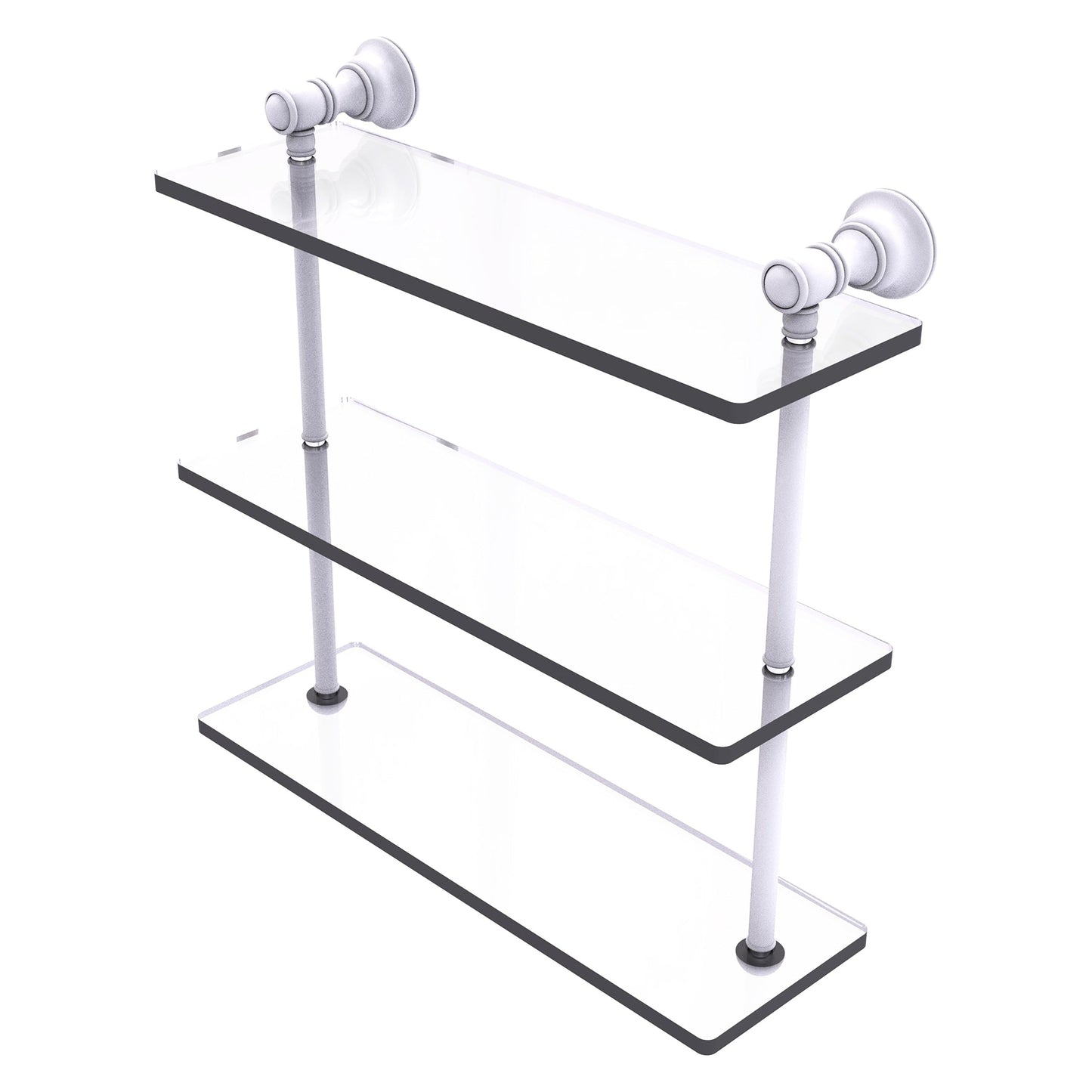 Allied Brass Carolina 16" x 5.54" Matte White Solid Brass Triple Glass Shelf