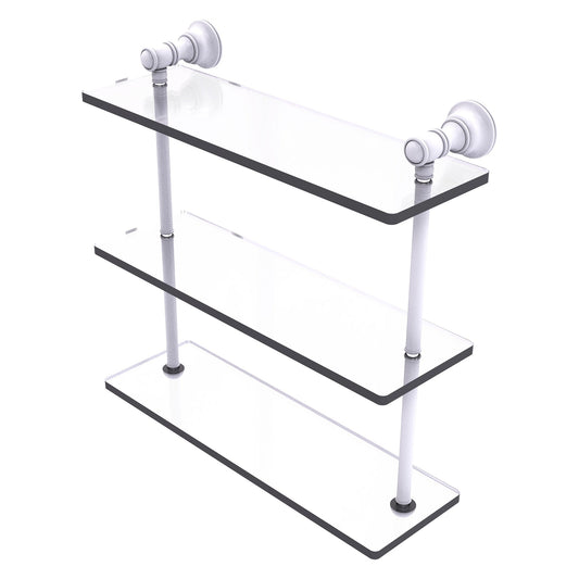 Allied Brass Carolina 16" x 5.54" Matte White Solid Brass Triple Glass Shelf