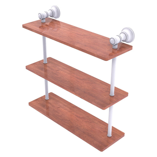 Allied Brass Carolina 16" x 5.54" Matte White Solid Brass Triple Wood Shelf