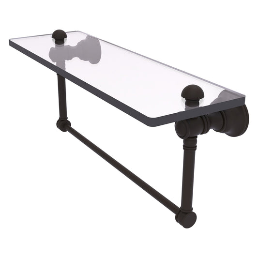 Allied Brass Carolina 16" x 5.54" Oil Rubbed Bronze Solid Brass Glass Shelf With Integrated Towel Bar