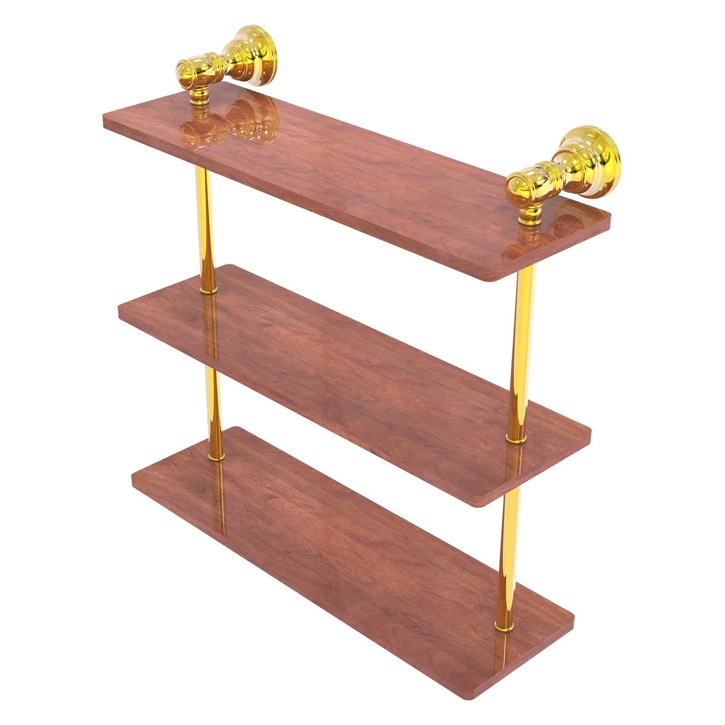 Allied Brass Carolina 16" x 5.54" Polished Brass Solid Brass Triple Wood Shelf