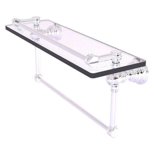 Allied Brass Carolina 16" x 5.54" Polished Chrome Solid Brass Glass Shelf With Towel Bar
