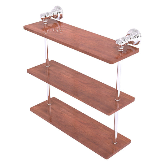 Allied Brass Carolina 16" x 5.54" Polished Chrome Solid Brass Triple Wood Shelf