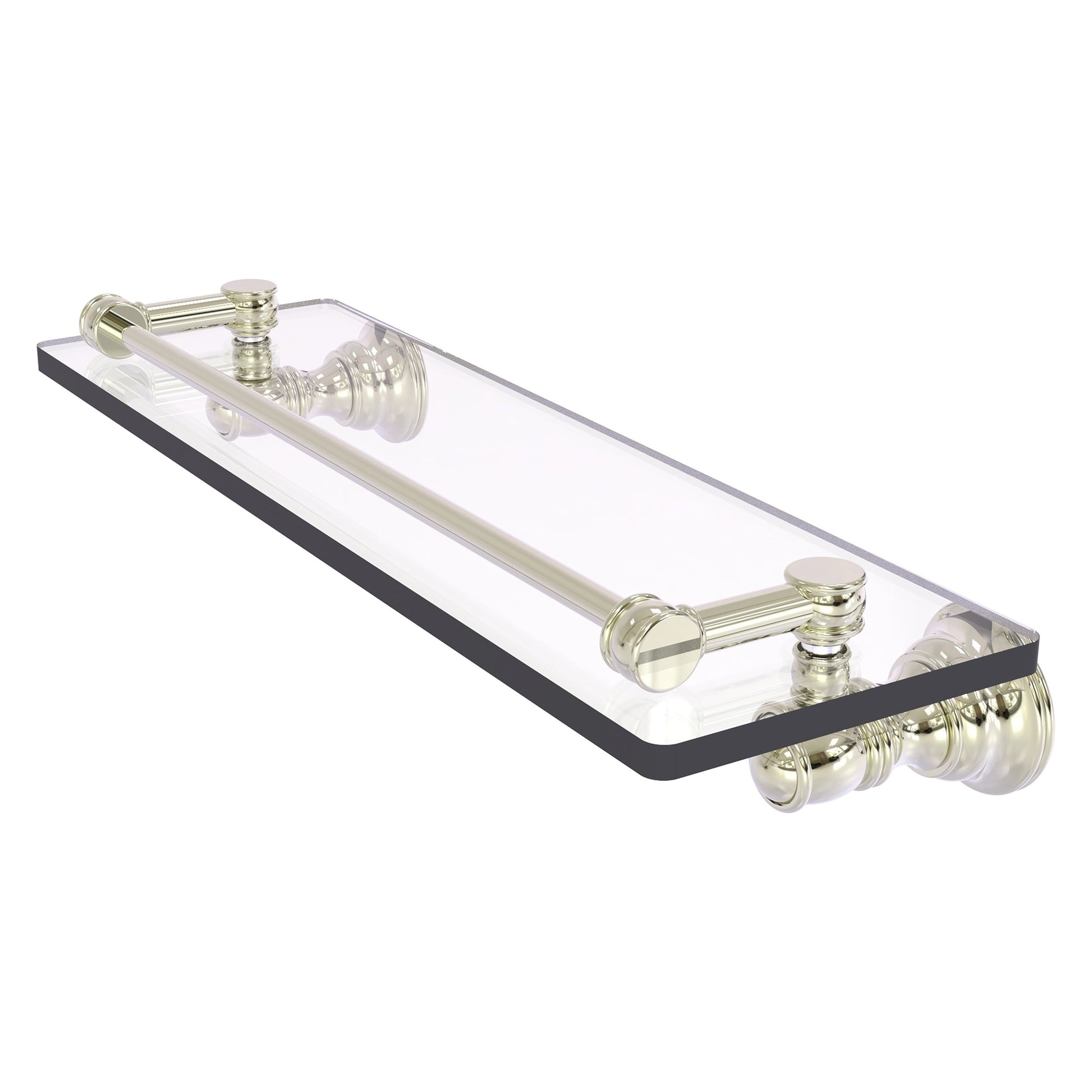 Allied Brass Carolina 16" x 5.54" Polished Nickel Solid Brass Glass Shelf With Gallery Rail