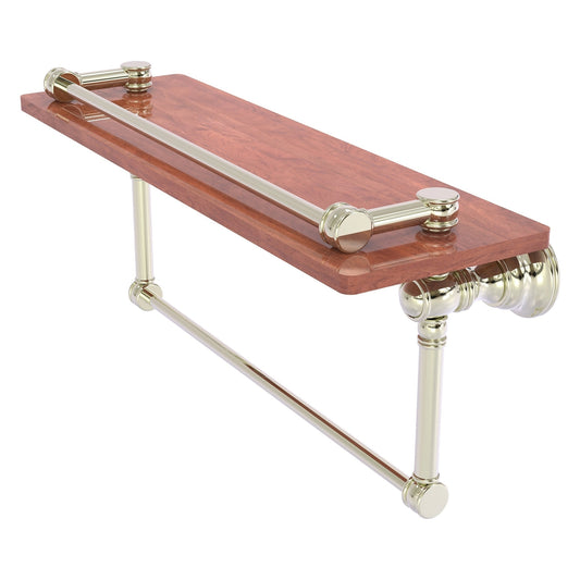 Allied Brass Carolina 16" x 5.54" Polished Nickel Solid Brass Wood Shelf With Towel Bar