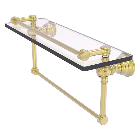 Allied Brass Carolina 16" x 5.54" Satin Brass Solid Brass Glass Shelf With Towel Bar
