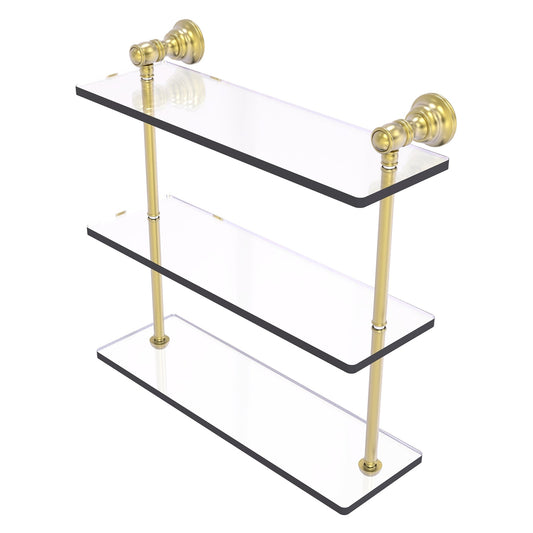 Allied Brass Carolina 16" x 5.54" Satin Brass Solid Brass Triple Glass Shelf