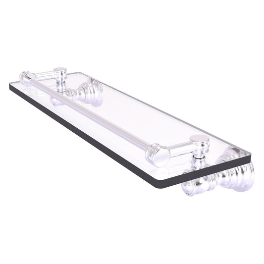 Allied Brass Carolina 16" x 5.54" Satin Chrome Solid Brass Glass Shelf With Gallery Rail
