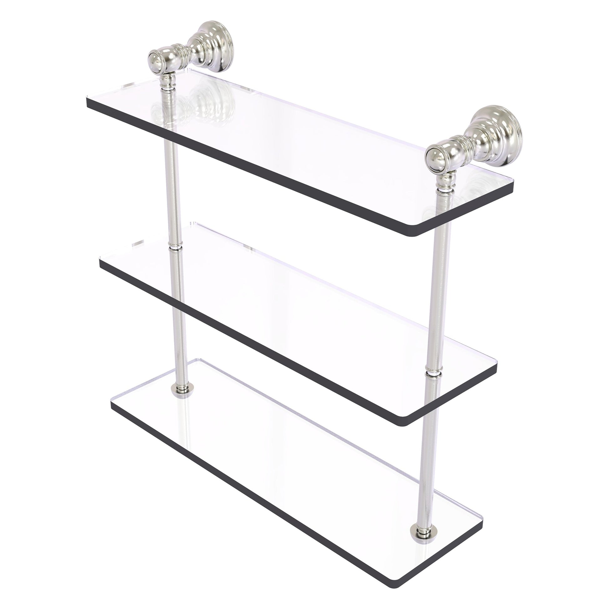 Allied Brass Carolina 16" x 5.54" Satin Nickel Solid Brass Triple Glass Shelf