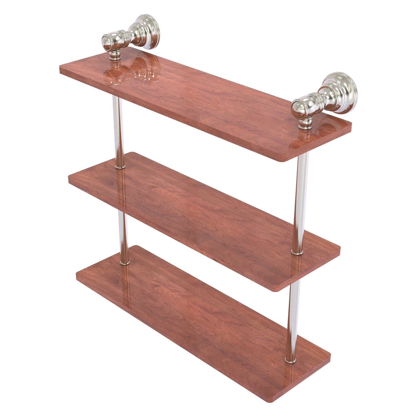 Allied Brass Carolina 16" x 5.54" Satin Nickel Solid Brass Triple Wood Shelf