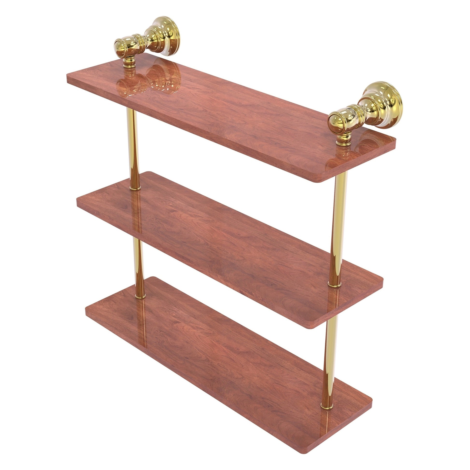 Allied Brass Carolina 16" x 5.54" Unlacquered Brass Solid Brass Triple Wood Shelf
