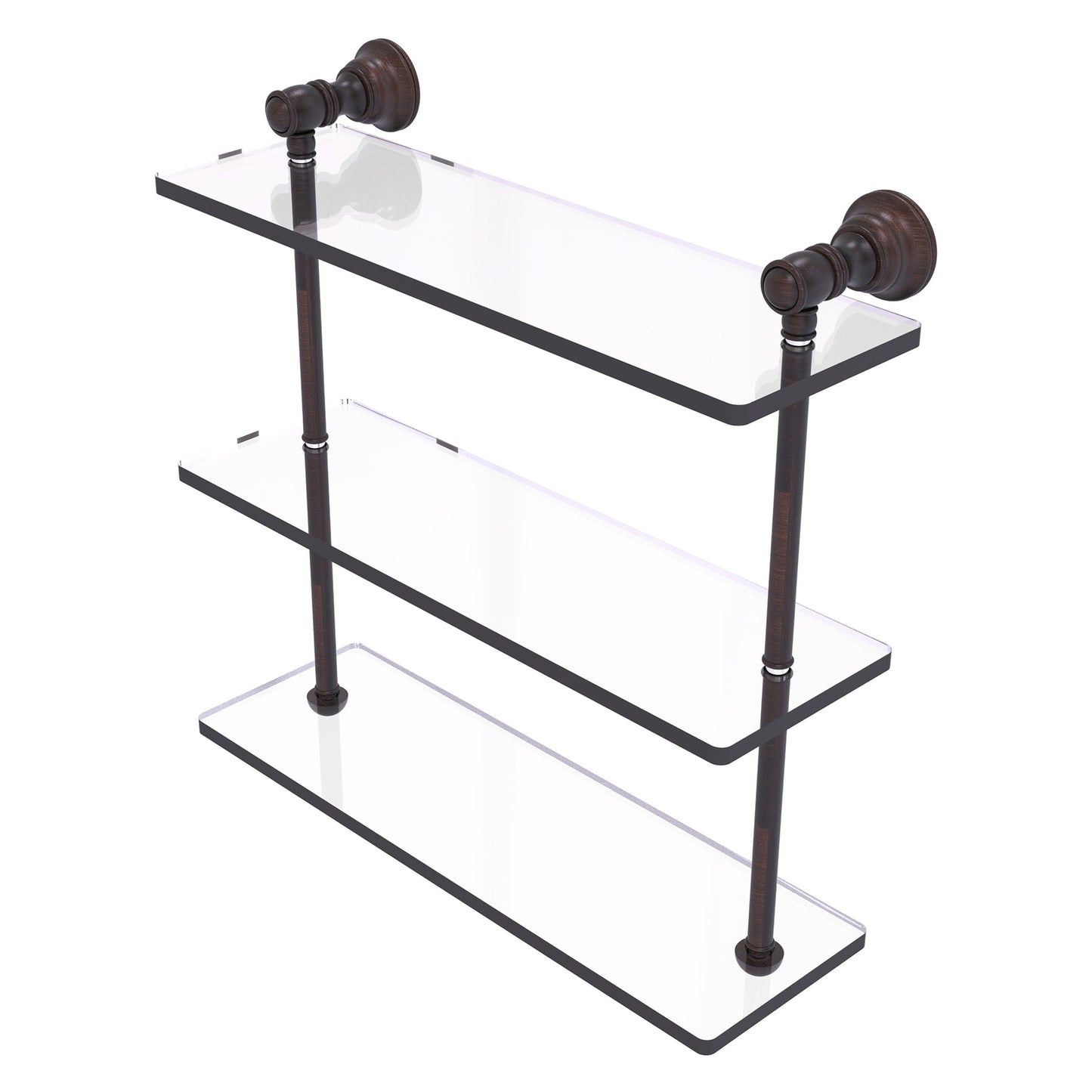 Allied Brass Carolina 16" x 5.54" Venetian Bronze Solid Brass Triple Glass Shelf