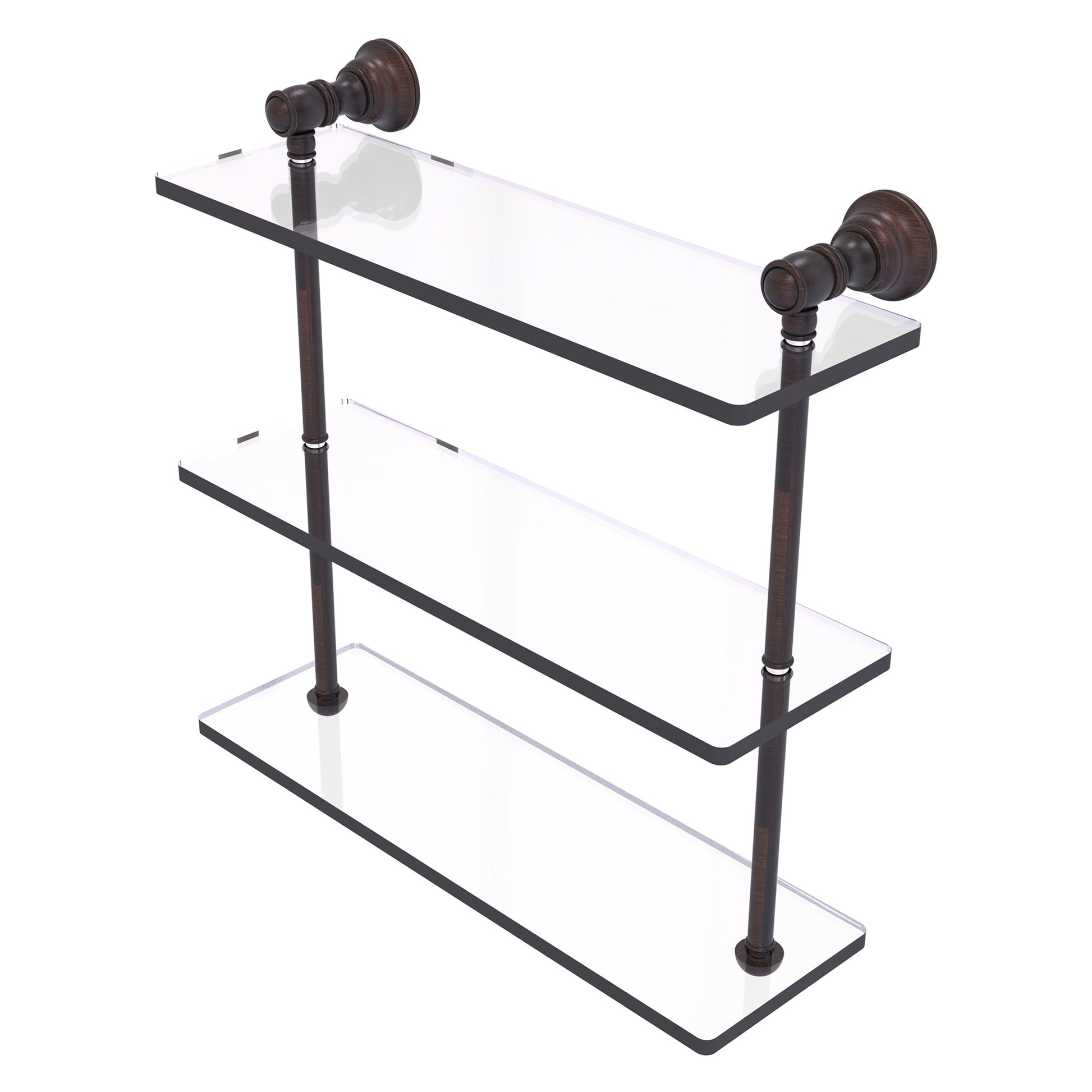 Allied Brass Carolina 16" x 5.54" Venetian Bronze Solid Brass Triple Glass Shelf