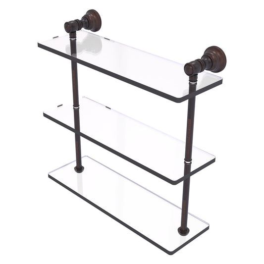 Allied Brass Carolina 16" x 5.54" Venetian Bronze Solid Brass Triple Glass Shelf