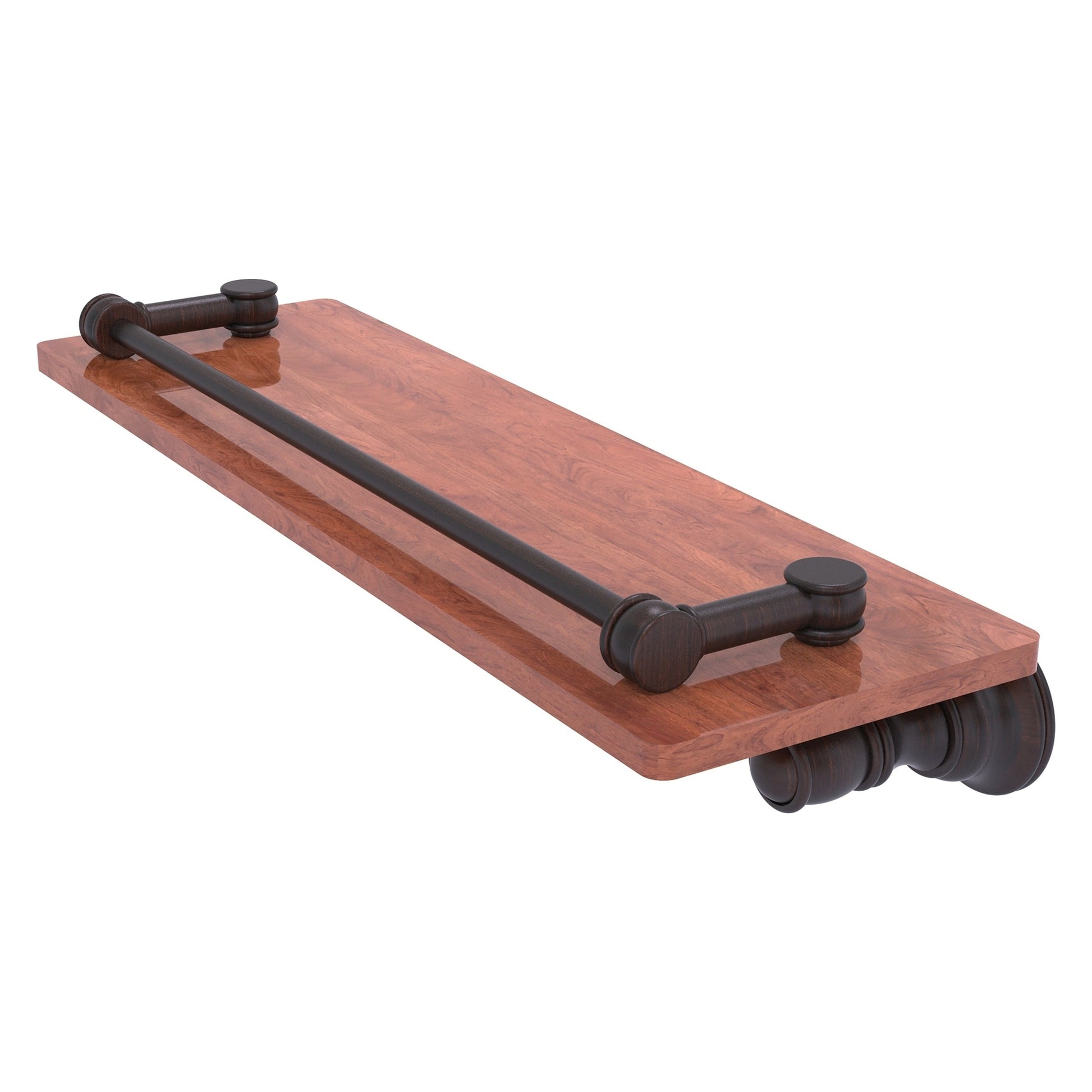 Allied Brass Carolina 16" x 5.54" Venetian Bronze Solid Brass Wood Shelf With Gallery Rail