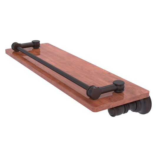 Allied Brass Carolina 16" x 5.54" Venetian Bronze Solid Brass Wood Shelf With Gallery Rail