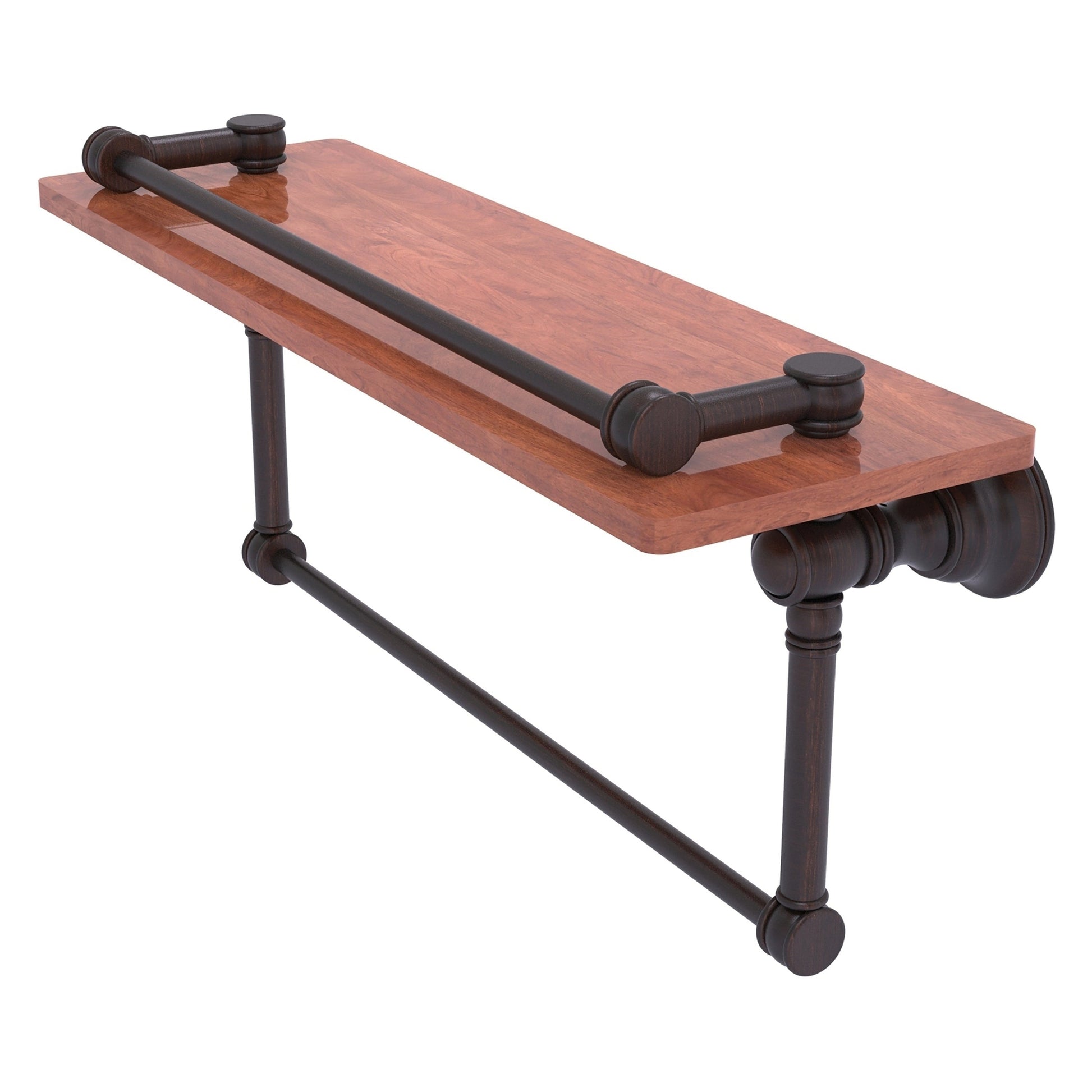 Allied Brass Carolina 16" x 5.54" Venetian Bronze Solid Brass Wood Shelf With Towel Bar