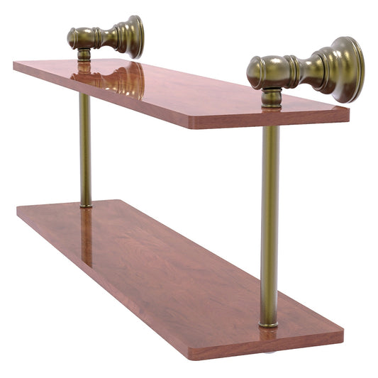 Allied Brass Carolina 16" x 5.6" Antique Brass Solid Brass Two-Tiered Wood Shelf