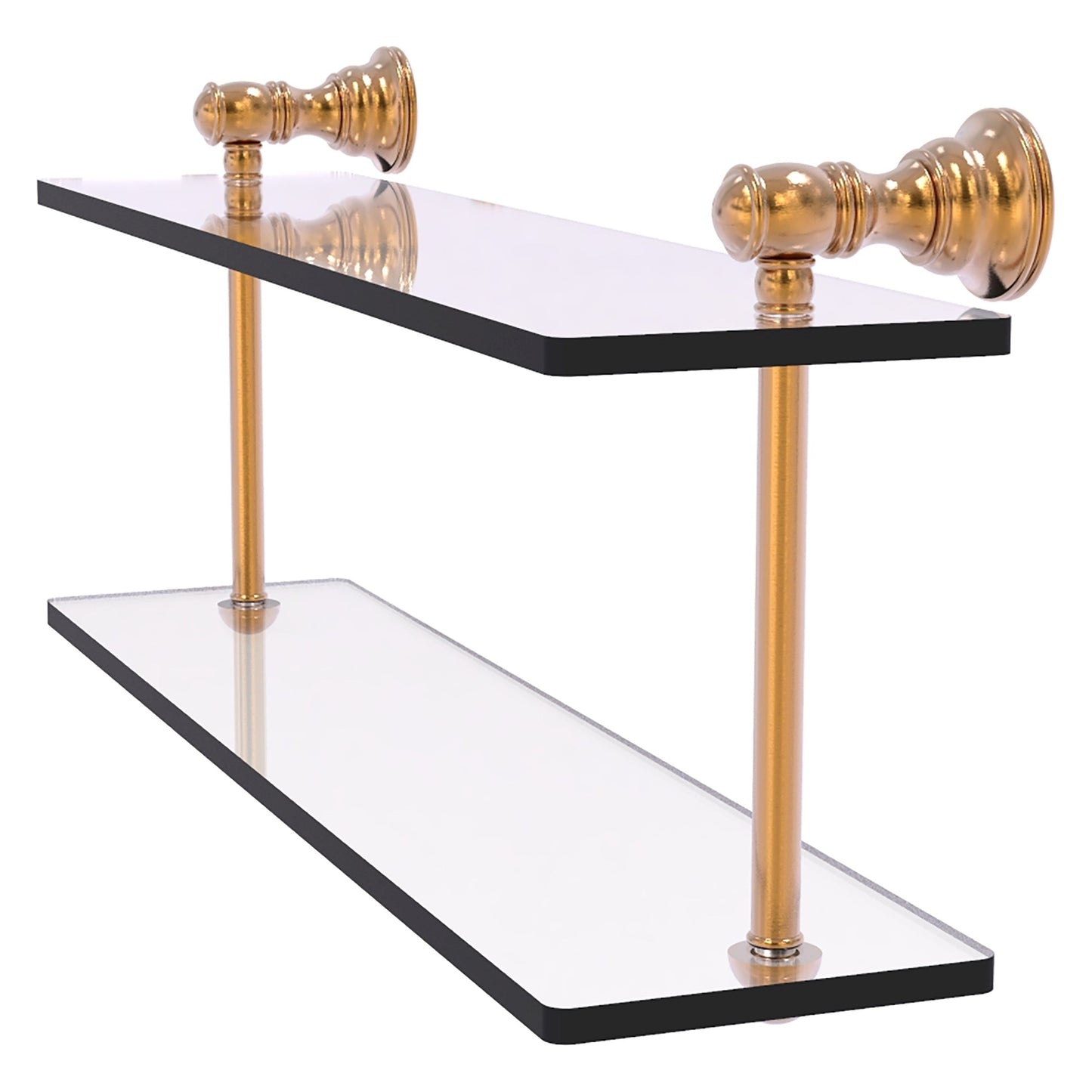 Allied Brass Carolina 16" x 5.6" Brushed Bronze Solid Brass Two-Tiered Glass Shelf