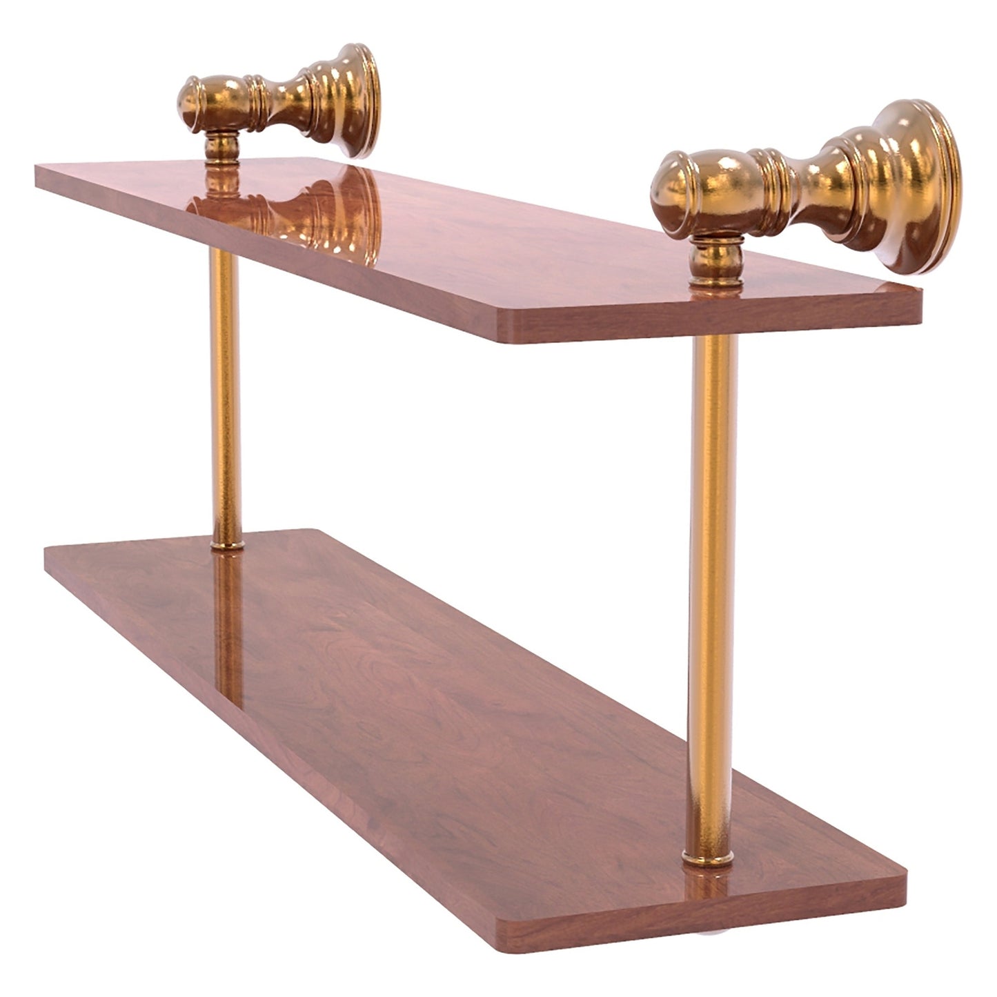Allied Brass Carolina 16" x 5.6" Brushed Bronze Solid Brass Two-Tiered Wood Shelf